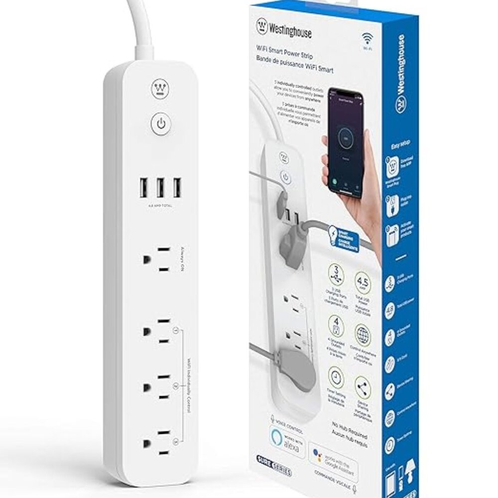 Westinghouse Wi-Fi Smart Power Strip Works w/ Alexa, Google Home